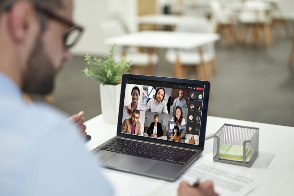 Man attending Teams meeting