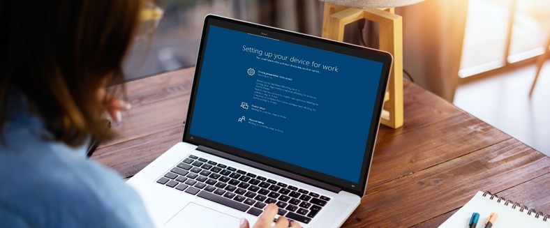 User's laptop being automatically built with Windows and applications